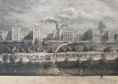 Longview Asylum newspaper illustration of building (1869)