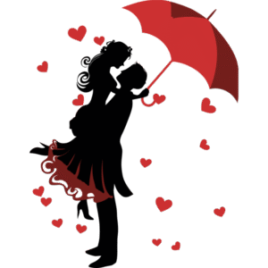 Romantic couple under umbrella